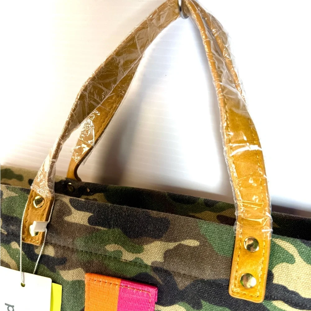 ali+donned Camo Canvas Tote with Pink & Orange Accent